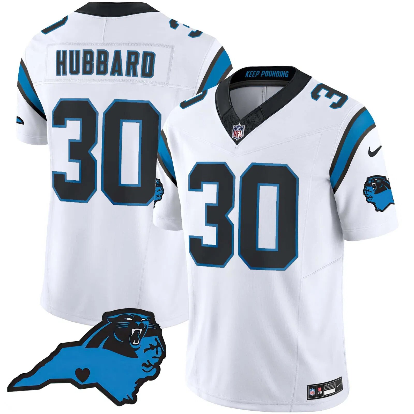 Men Carolina Panthers #30 Hubbard White 2024 Nike Vapor Limited NFL Jersey